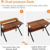 ODK 27.5 Inch Small Desk with Storage & Monitor Stand, Deep Brown | Small Computer Desk for Small Spaces, Study Desk for Bedroom