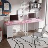 Pamray 32 Inch Computer Desk with 4 Drawers Small Office Desk for Home Bedroom Study Writing Simple Modern Computer Table Pink