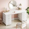 ODK 48 Inch White Computer Desk with 8 Fabric Drawers, Modern Office Desk with Large Storage for Home Office, Study, Gaming, White