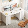 ODK 48 Inch White Computer Desk with 8 Fabric Drawers, Modern Office Desk with Large Storage for Home Office, Study, Gaming, White