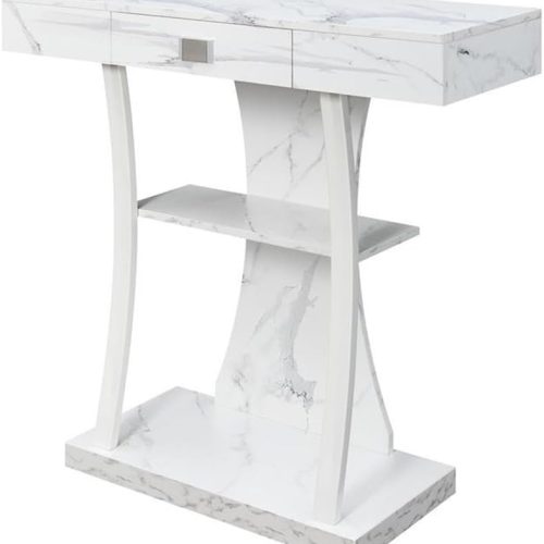 Convenience Concepts Newport Harri Console Table, White Marble/White