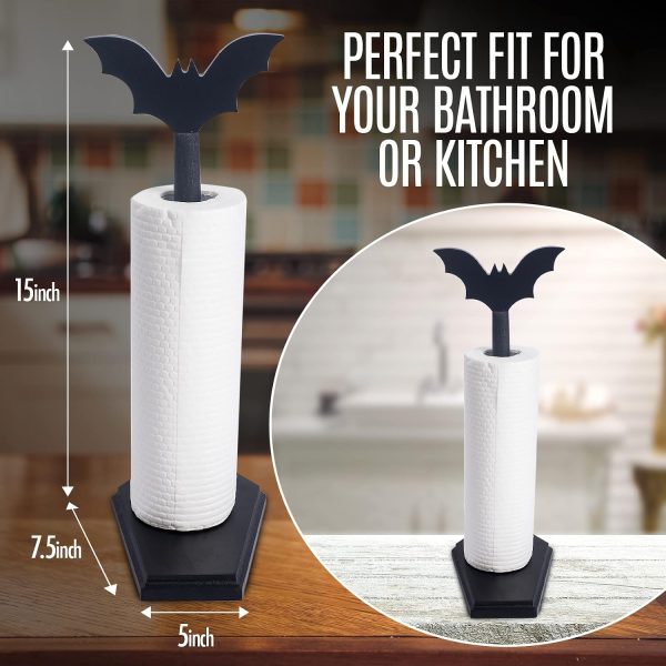 Bat Paper Towel Holder - Halloween Decor for Kitchen and Bathroom - Gothic Home Decor for Oddities and Curiosities - Goth Accessories for Countertop Stand - Witchy Gifts for Women