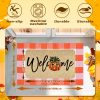 WF7619MAX_3 2Pcs Fall Door Mat Combo Set Pumpkin Welcome Doormat + 28" x 43" Orange and White Buffalo Plaid Rug for Autumn Thanksgiving Halloween Porch Entryway Indoor Outdoor Decor