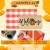 WF7619MAX_4 2Pcs Fall Door Mat Combo Set Pumpkin Welcome Doormat + 28" x 43" Orange and White Buffalo Plaid Rug for Autumn Thanksgiving Halloween Porch Entryway Indoor Outdoor Decor