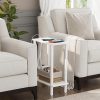 TUTOTAK Narrow Side Table, 2-Tier Small End Table with Charging Station | Skinny Sofa Table, Slim Nightstand, Easy Assembly for Living Room, Bedroom, White TB01BW060