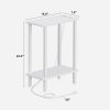 TUTOTAK Narrow Side Table, 2-Tier Small End Table with Charging Station | Skinny Sofa Table, Slim Nightstand, Easy Assembly for Living Room, Bedroom, White TB01BW060