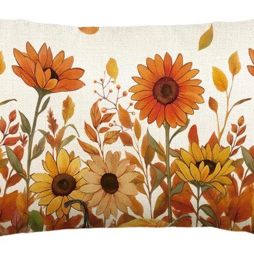 AVOIN colorlife Fall Pumpkin Sunflowers Throw Pillow Cover 12x20 Inch