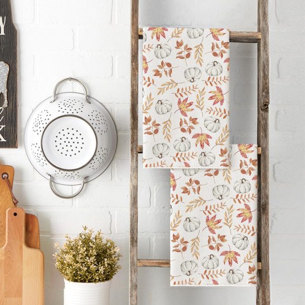 Artoid Mode Orange Leaves Fall Kitchen Towels Set of 2 18x26 Inch