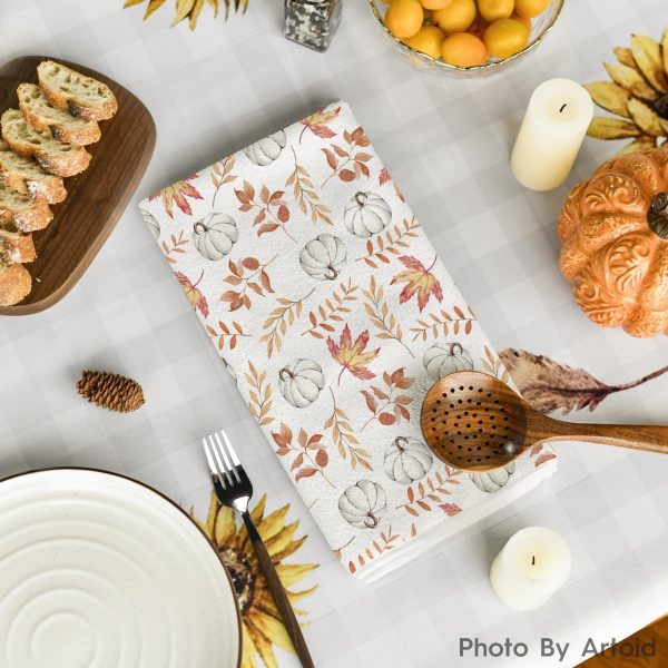 Artoid Mode Orange Leaves Fall Kitchen Towels Set of 2 18x26 Inch