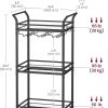 VASAGLE Bar Cart, 3-Tier Shelf, Wine Holders, Glass Holders
