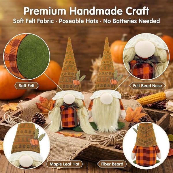 Lovinland Fall Decorations for Home - Pumpkin Gnomes Decor for Thanksgiving | cute buffalo plaid autumn gnomes,rustic,cozy,scandinavian,havest decorations for indoor,office,fall thanksgiving gifts