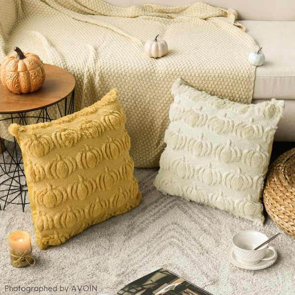 AVOIN colorlife Caramel Yellow Beige Fall Throw Pillow Covers 18x18 Inch