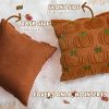 WF8025MAX_4 Fall Pumpkin Decorative Throw Pillow Covers 18 x 18 Set of 2, Thanksgiving Day Autumn Harvest Pumpkin Faux Fur Cushion Covers, Soft Embroidered Pillow Cases for Couch Bedroom Holiday Home Decor