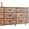 WF8104MAX_1 Huuger 78.7 inch Long Dresser for Bedroom, 15 Drawer Fabric Dresser for Closet, Large TV Stand for 65, 75, 85 inch TV, Wide Chest of Drawer with Storage, 78.7" W x 12.9" D x 26.7" H, Rustic Brown
