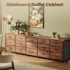 WF8104MAX_2 Huuger 78.7 inch Long Dresser for Bedroom, 15 Drawer Fabric Dresser for Closet, Large TV Stand for 65, 75, 85 inch TV, Wide Chest of Drawer with Storage, 78.7" W x 12.9" D x 26.7" H, Rustic Brown
