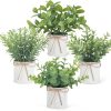 Mkono 4 Packs Small Fake Plants in Galvanized Pots Rustic Farmhouse Decor