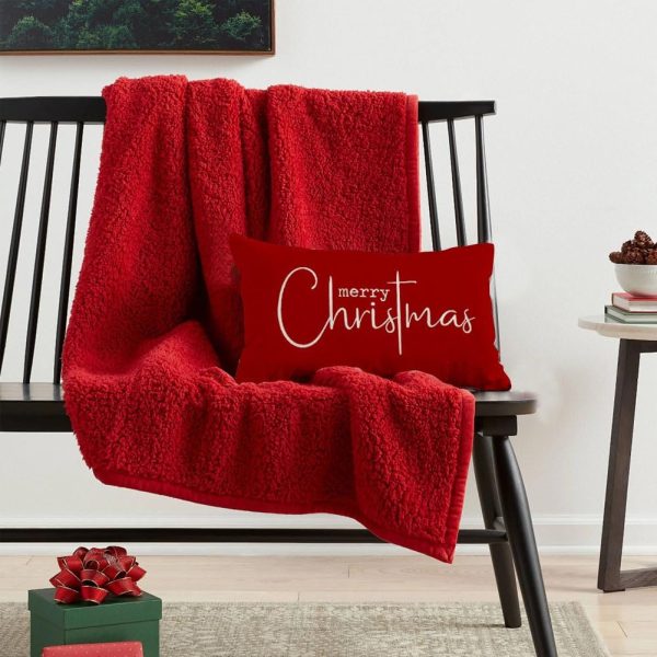 RABUSOFA Christmas Pillow Covers 12x20 Inch,Red Merry Christmas Saying Decorations Winter Decorative Throw Pillow Cases,Farmhouse Holiday Xmas Lumbar Cushion Covers for Couch Living Room(16)