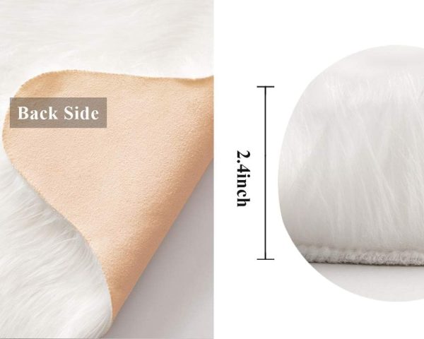 WF9313MAX_2 MIULEE Fluffy Area Rug 3x5 ft Faux Fur Sheepskin Rug for Bedroom White | Luxury, Soft, Plush, Fuzzy, Shaggy, Irregular Carpet for Home Decor Bedside Sofa Floor
