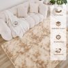 Litanika 4x6 Shag Area Rug for Bedroom, Tie-Dyed Beige Plush Rug | High Pile Soft Fluffy Shaggy Furry Modern Indoor Floor Rug Carpet for Bedside Playroom Dorm, Non-Slip, Non-Shedding