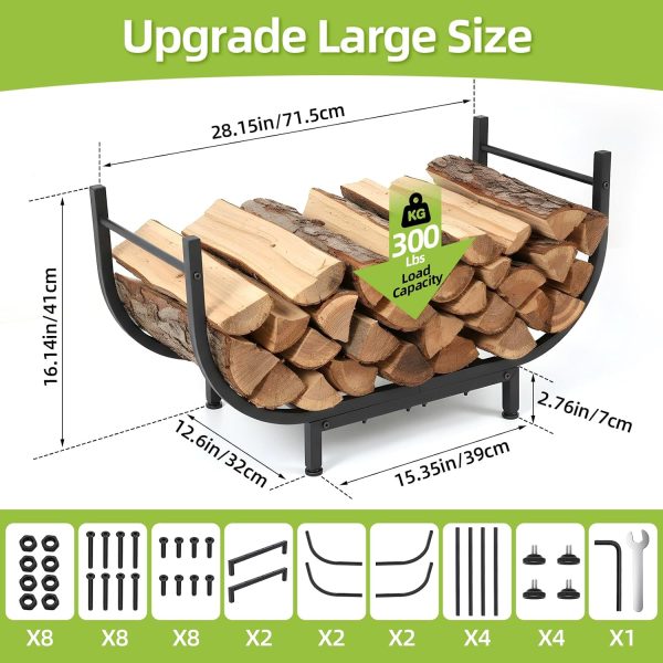 WF9450MAX_2 30" Firewood Rack Outdoor Indoor, Heavy Duty Firewood Storage Holder Rustproof, Stable Log Holder and Metal Fireplace Decor Organizer Space Saving
