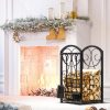 WF9494MAX_2 Kingson Firewood Rack Indoor Wood Holders Fireplace Tool Rack Outdoor Log Holder Rack Lumber Storage Stacking Fireplace Tools Set Wood Stove Accessories Black