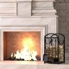 WF9494MAX_3 Kingson Firewood Rack Indoor Wood Holders Fireplace Tool Rack Outdoor Log Holder Rack Lumber Storage Stacking Fireplace Tools Set Wood Stove Accessories Black