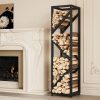 WF9575MAX_1 Firewood Rack Indoor 47 Inch Tall, 4-Tier Heavy-Duty Firewood Holder for Fireplace with Minimalist Style, Decorative Log Rack, Flexible Storage, Space-Saving, Easy Assembly, Black