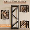 WF9575MAX_4 Firewood Rack Indoor 47 Inch Tall, 4-Tier Heavy-Duty Firewood Holder for Fireplace with Minimalist Style, Decorative Log Rack, Flexible Storage, Space-Saving, Easy Assembly, Black
