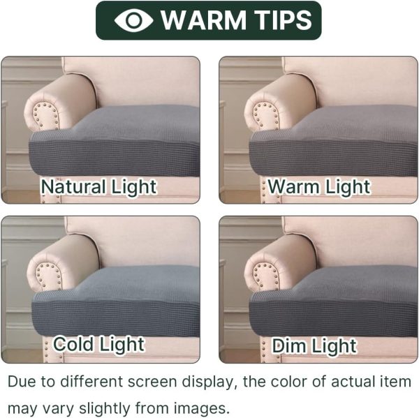WF9790MAX_4 H.VERSAILTEX Stretch 3 Piece T Cushion Sofa Slipcovers Individually Sofa Cushion Covers for 3 Cushion Couch Sofa Seat Cushion Covers with Elastic Bands Featuring Thicker Jacquard Fabric, Dove