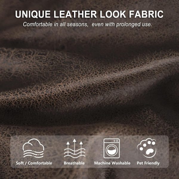 ANARACHON Leather Look Couch Cushion Covers Sofa Seat Slipcovers Sets Couches Furniture Protector for Sectional Armchair Loveseat Pets Kids Stretch Spandex Fabric(3 Cushion Sofa, Brown)