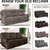 ANARACHON Leather Look Recliner Couch Cover 8-Piece Recliner Sofa Slipcovers 3 Seater for Reclining Couches Furniture Protector Spandex Fabric Washable (Recliner Sofa, Brown)