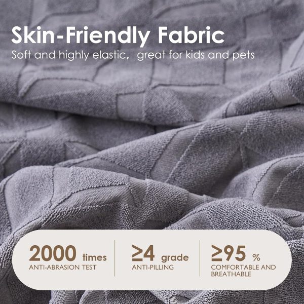 WF9879MAX_3 Waterproof Couch Cushion Covers for Sectional Sofa L Shape Cover | Non Slip,Stretch Jacquard Fabric,Pet Hair & Scratch Protection,Easy Installation,Furniture Protector,3 Seater+1 Chaise
