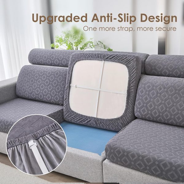 WF9879MAX_4 Waterproof Couch Cushion Covers for Sectional Sofa L Shape Cover | Non Slip,Stretch Jacquard Fabric,Pet Hair & Scratch Protection,Easy Installation,Furniture Protector,3 Seater+1 Chaise