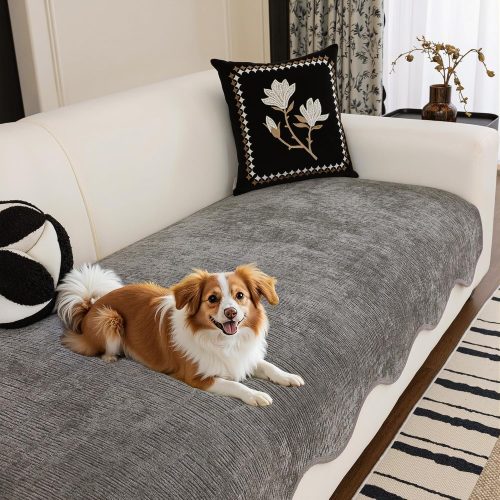 WF9896MAX_1 MYSKY HOME Dog Couch Cover, Sectional Couch Covers, Couch Covers for 3 Cushion Couch Sofa Pet Friendly, Sofa Cover Washable, Non-Slip Furniture Protector Futon Covers(Dark Grey, 35"x 71", Only 1 PCS)