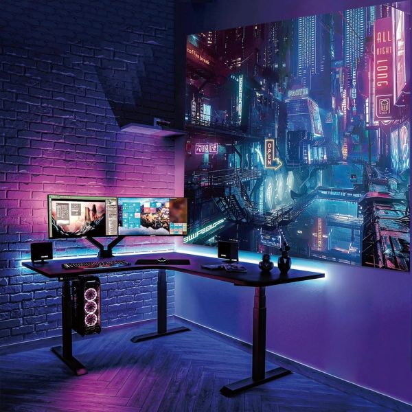 WF9972MAX_2 Blacklight Punk Tapestry for Bedroom, Black Light Anime Cyberpunk Poster | Large UV Reactive Cool Decor Tapestries, Glow in the Dark Neon Backdrop Wall Hanging for Gaming Dorm Living Room (51"x60")