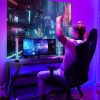 WF9972MAX_3 Blacklight Punk Tapestry for Bedroom, Black Light Anime Cyberpunk Poster | Large UV Reactive Cool Decor Tapestries, Glow in the Dark Neon Backdrop Wall Hanging for Gaming Dorm Living Room (51"x60")