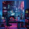 WF9972MAX_4 Blacklight Punk Tapestry for Bedroom, Black Light Anime Cyberpunk Poster | Large UV Reactive Cool Decor Tapestries, Glow in the Dark Neon Backdrop Wall Hanging for Gaming Dorm Living Room (51"x60")