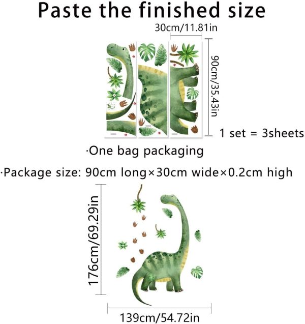 Large Dinosaur Wall Decals for Boys Bedroom Dino Footprints Wall Stickers Peel and Stick Baby Toddler Kids Room Wall Decor Murals for Nursery Daycare Classroom Decoration (KL-BM2063)