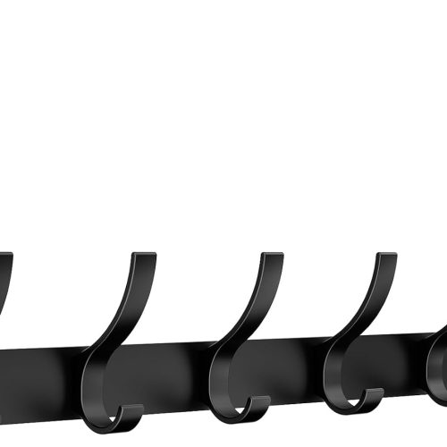 Optish Over The Door Hooks, Door Hanger Hooks for Hanging, Towel Racks for Bathroom with 12 Coat Hook, Coat Rack College Dorm Essentials Bathroom Accessories（1 Pack, Black）