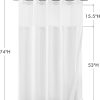 WFOOOO1013YRM_2 No Hook Shower Curtain with Snap-in Fabric Liner 71x74, White | Embossed Waffle-Look Textured, Sheer Window Hotel Style, Soft & Washable White Fabric Shower Curtain for Bathroom