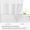 WFOOOO1013YRM_4 No Hook Shower Curtain with Snap-in Fabric Liner 71x74, White | Embossed Waffle-Look Textured, Sheer Window Hotel Style, Soft & Washable White Fabric Shower Curtain for Bathroom