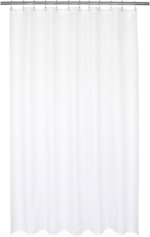 Barossa Design 72x80 Long Fabric Shower Curtain or Liner White