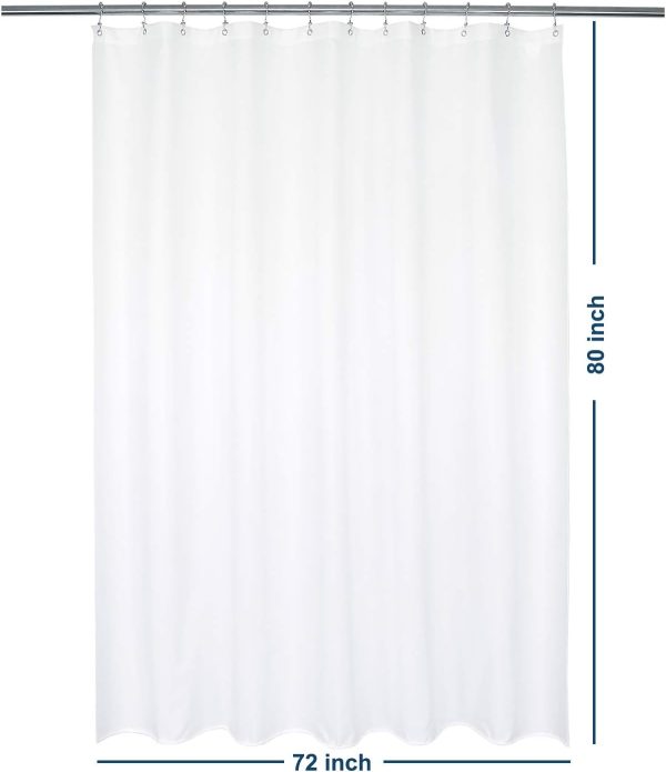 Barossa Design 72x80 Long Fabric Shower Curtain or Liner White