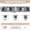 WFOOOO1118YRM_4 Fall Thanksgiving Table Runner Blue Vintage Pumpkin Maple Leaf Decorative