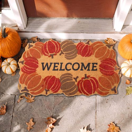 Breling Fall Welcome Coir Mat Pumpkin Doormat for Front Door 30 X18 Inch