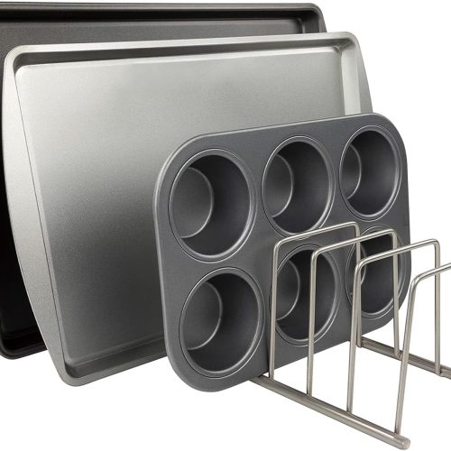 FitWell Kitchen Bakeware Organizer,Plate Racks,Rack for Plastic Lids,Cutting Boards,Cookie Sheets,Pots & Pans Holder,Compact Kitchen Storage,Cabinet Organizer