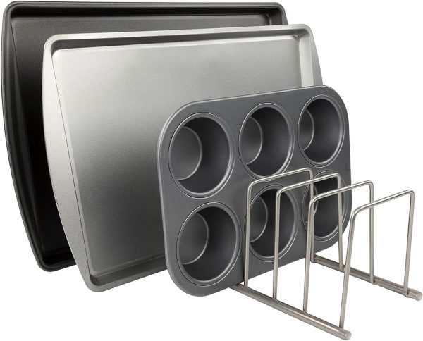 WFOOOO180YRM_1 FitWell Kitchen Bakeware Organizer,Plate Racks,Rack for Plastic Lids,Cutting Boards,Cookie Sheets,Pots & Pans Holder,Compact Kitchen Storage,Cabinet Organizer