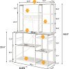 WFOOOO20YRM_3 SUPERJARE Large Bakers Rack with Power Outlets, 39.7 Inches Microwave Stand | Coffee Bar with 6-Tier Storage, 12 S-Shaped Hooks, Kitchen Shelf with Wire Basket, White