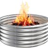 TBMLC 48" Round Galvanized Steel Fire Ring Pit/Raised Garden Bed Kit | 4 FT Diameter,1.5 FT High, Made of Galvanized Steel Wave-Shaped,0.8 MM Thick,Folded Edges and Round Corner,Gloves Included