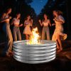 TBMLC 48" Round Galvanized Steel Fire Ring Pit/Raised Garden Bed Kit | 4 FT Diameter,1.5 FT High, Made of Galvanized Steel Wave-Shaped,0.8 MM Thick,Folded Edges and Round Corner,Gloves Included